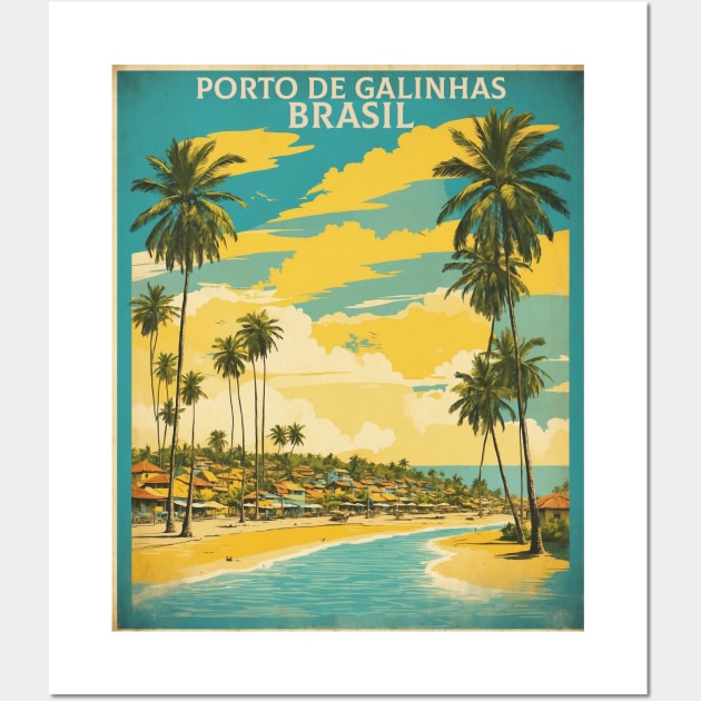 Porto de Galinhas Pernambuco Brazil Vintage Tourism Travel Poster Art Wall Art by TravelersGems